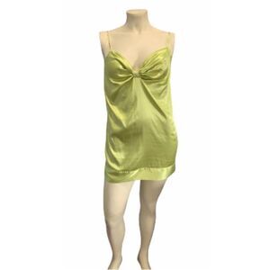 Victorias Secret Lime Green Bow Top Lingerie Vneck Nightgown Sz Large